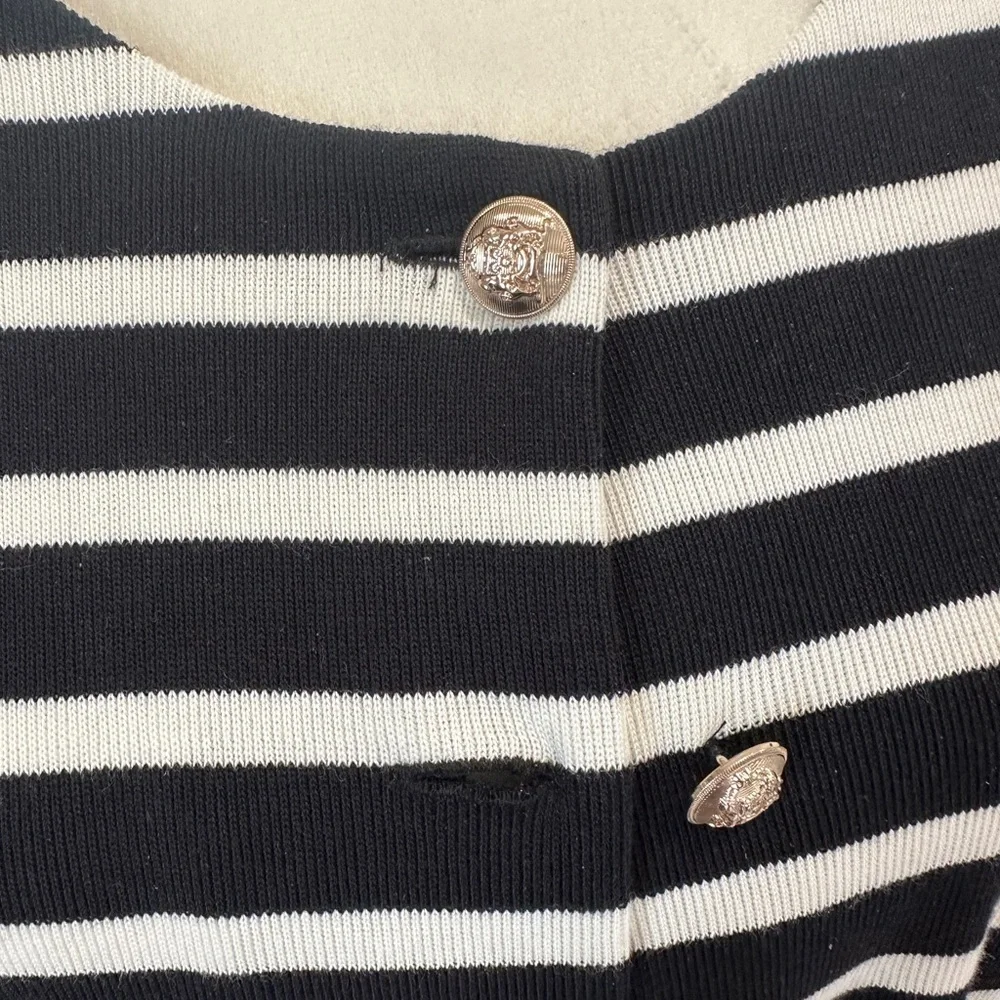 Ann Taylor Striped Cardigan in Blue & White - Picture 3 of 6